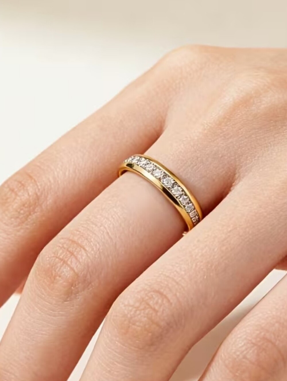 Gold Tone Shiny-Accented Band Ring